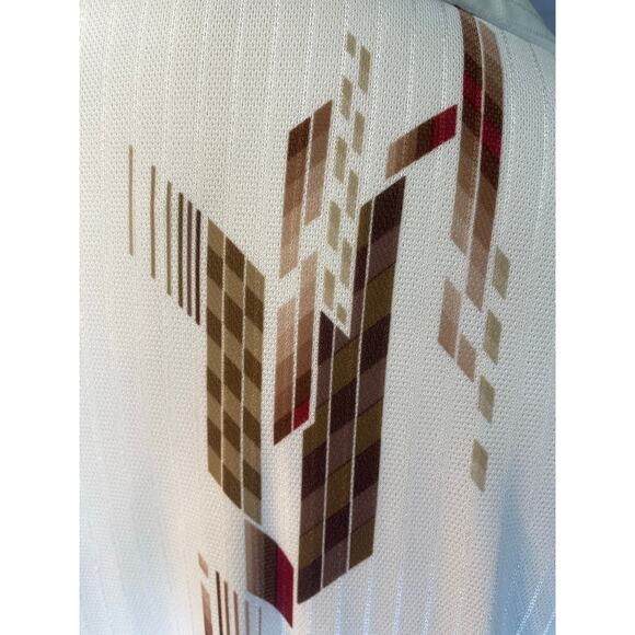 Vintage 70s Mr. Jan Polyester Disco Shirt Dagger Collar Abstract Earth Tones Med - Picture 9 of 10